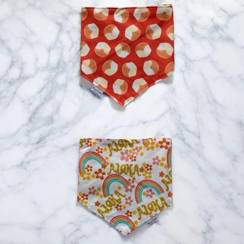 DOG Bandana - Kings Hawaiian Rolls & Aloha Rainbows (Reversible) - Size L Large